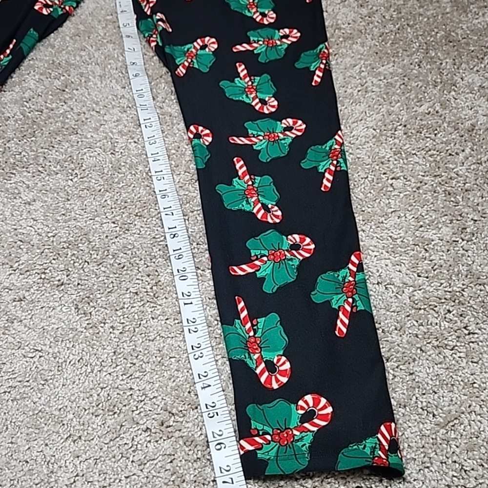 CELWBRATE TOGETHER Candy Cane WOMEN Print Leggings SZ L - Picture 5 of 7